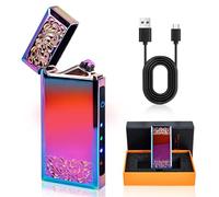 Vegena Mechero electrónico USB, resistente al viento, arco eléctrico, con pantalla táctil, doble ARC, idea de regalo (colorido)