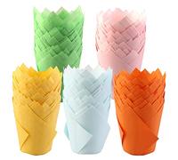 Vegena Moldes de papel para tulipanes, 250 unidades, moldes de tulipanes, moldes para hornear, cupcakes, moldes de papel, en forma de tulipán, muffins, casos, grasas para bodas, cumpleaños, fiestas