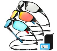 Vegena Paquete de 3 lentes de sol deportivos polarizados, lentes de sol para ciclismo, correr, al aire libre, pesca, conducción, protección UV400 envolvente para hombres y mujeres