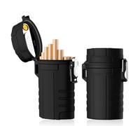 Vegena Pitillera con encendedor, 2 unidades USB recargable, encendedor de tormentas con pitillera, dispensador de cigarrillos impermeable para cigarrillos 20 cigarrillos
