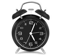 Vegena Reloj Despertador de Doble Campana con Luz de Noche, 4 Pulgadas Dial Grande, Reloj de Cuarzo Analógico con Fuerte Alarma, Sin Tictac, Silencioso, Timbre de Alarma Retro (Negro)