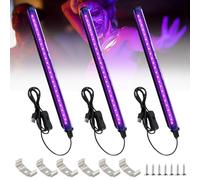 Vegena Tubo de luz negra, 3 unidades, 5 W, 24 ledes, 28 cm, tira LED negra con interruptor, USB UV LED negro, luz negra, luz de fiesta para fiestas, accesorios de escenario, pintura corporal