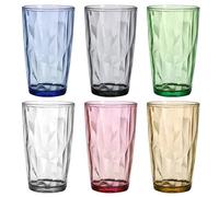 Vegena Vasos de Cristal Agua 470 ml, Set de 6 Grandes Vasos Agua de Plástico, Vasos de Cóctel, Vasos Zumo, Vasos Whisky con Apariencia de Cristal, Ideales para Agua, Zumo, Café Helado y Refrescos
