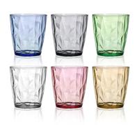 Vegena Vasos de Cristal Agua 300 ml, Set de 6 Grandes Vasos Agua de Plástico, Vasos de Cóctel, Vasos Zumo, Vasos Whisky con Apariencia de Cristal, Ideales para Agua, Zumo, Café Helado y Refrescos