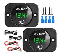 Vegena Voltímetro Digital LED: 2 Piezas Voltímetro de Auto DC 12-24V, Pantalla LED Impermeable para Vehículo, Barco y Moto (Verde)