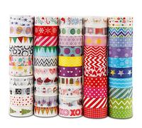 Vegena Washi Tape Set 50 rollos de cinta adhesiva decorativa Masking papel para scrapbooking, manualidades, diario, planificador, embalaje regalo, decoración vacaciones