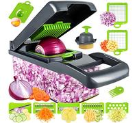 Vegetabl 16 in 1 Kitchen Mandolina Vegetable Slicer Food Onion Food Manual Spiral Cutter for Onion Vegetable Garlic Potato Ensalad Mini Dicer (Gray)