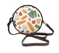 Vegetable Bread - Bolso cruzado redondo para mujer, de piel vegana, con correa ajustable