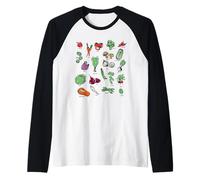 Vegetable Field Guide Modern Illustrated Garden Veggies Camiseta Manga Raglan
