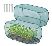 Vegetable Garden Protective Covers with Stakes, 2 Pieces Mesh Plant Shield Enclosures, Outdoor Indoor Garden Net Barrier for and Protection, Breathable Plant Cover for Flowers Fruits Use