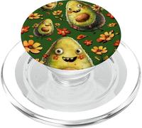 Vegetable Pattern and Happy Face For Vegan Mom Cute Avocado PopSockets PopGrip para MagSafe