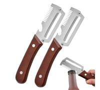 Vegetable Peeler | 2 Pieces Stainless Steel Shredder,with Bottle Opener Wooden Handle Green Onion Cutter | For Kitchen Cooking Cabbage Scallion Potato Carrot Pumpkin