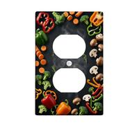 Vegetales cocina dúplex cubierta de tomacorriente placa de pared, hierbas culinarias modernas hongos, ninguno verde plástico tamaño estándar placas de pared para enchufes eléctricos para sala de estar