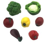Vegetales de casa de muñecas 7pcs/Set Vegetales miniaturas de Resina Realista Incluyen Coliflor, Tomate, berenjenas, brócoli y Pimienta 1:12 Accesorios de casa de muñecas a Escala para Cocina, mercad