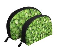 Vegetales Verdes, Bolsa de Maquillaje de Concha, Monedero pequeño para Mujer, Bolsa de artículos de tocador, Bolsa de cosméticos, 2 Piezas