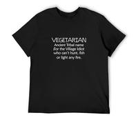 Vegetarian Village Idiot Vegan Rude Joke Anti Veganism Slogan O-Neck 100% Cotton Short Sleeve Unisex T-Shirt XXL