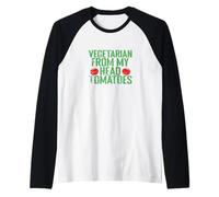 Vegetariano De Mi Cabeza Tomates Divertido Juego de Palabras Camiseta Manga Raglan