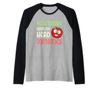 Vegetariano De Mi Cabeza Tomates Divertido Veggie Tomate Vegano Camiseta Manga Raglan