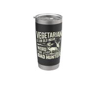 Vegetariano es una vieja palabra india para la caza de cazadores malos Vaso térmico de acero inoxidable de doble pared
