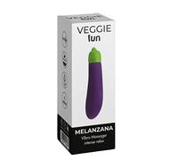 Veggie Fun Berenjena alegre y divertida Masajeador vibrante de bolso de mano de silicona médica impermeable (12 cm). Funciona con 1 pila AAA (incluida)