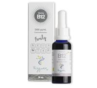 VEGGUNN - Vitamina B12 Familiy - Bote de 30 ml. Vitamina B12 Sublingual - 2000 mcg por mililitro, Natural, con Certificado Vegano - Vitaminas para el Cansancio con Suministro para 30 Semana