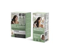 VEGLISS - Kit Alisado Brasileño en Casa con Queratina Vegetal - Champú 30 ml + Tratamiento 120 ml - Fórmula Vegana - Anti Frizz - Liso Hasta 12 Semanas - Hidrata y Controla Volumen (Pack Completo)