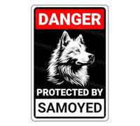 VEGlkj Cartel de aluminio con texto en inglés "Danger Protected By Pitbull Beware Of Dog", letrero de metal de aluminio para puerta de valla, patio, decoración de pared del hogar, 8 x 12 pulgadas