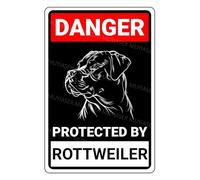 VEGlkj Cartel de aluminio con texto en inglés "Danger Protected By Pitbull Beware Of Dog", letrero de metal de aluminio para puerta de valla, patio, decoración de pared del hogar, 8 x 12 pulgadas