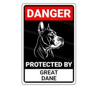 VEGlkj Cartel de aluminio con texto en inglés "Danger Protected By Pitbull Beware Of Dog", letrero de metal de aluminio para puerta de valla, patio, decoración de pared del hogar, 8 x 12 pulgadas