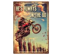 VEGlkj Cartel de metal con texto en inglés "Never Underestimate An Old Man with A Motorcycle Vintage Old Man (12 x 8 pulgadas) 30 x 20 cm, póster decorativo de pared para el hogar, sala de