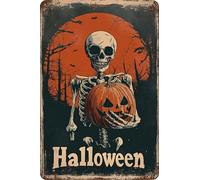VEGlkj Letrero de metal de Halloween con texto en inglés "Never Mind The Witch Beware Of The Cat", estilo vintage, para decoración del hogar, cocina, jardín, patio, oficina, 8 x 12 pulgadas
