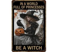 VEGlkj Letrero de metal de Halloween con texto en inglés "Never Mind The Witch Beware Of The Cat", estilo vintage, para decoración del hogar, cocina, jardín, patio, oficina, 8 x 12 pulgadas