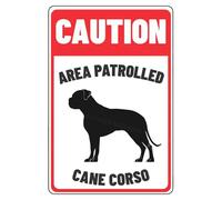 VEGlkj Señal de precaución con texto en inglés "Area Patrolled Akita Beware Of Dog" - Letrero de metal de aluminio para puerta, letrero de advertencia para valla, puerta, patio, decoración de pared