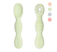 VegMai® PreCucharas Para Bebes. Cucharas BLW De Aprendizaje, Etapa 1 + Etapa 2. Recomendada Por Nutricionistas Y Expertos Baby Led Weaning. Cubiertos De Silicona Antibacteriana Y Ergonómicos. (Verde)