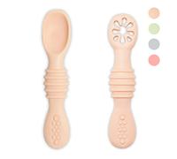 VegMai® PreCucharas Para Bebes. Cucharas BLW De Aprendizaje, Etapa 1 + Etapa 2. Recomendada Por Nutricionistas Y Expertos Baby Led Weaning. Cubiertos De Silicona Antibacteriana Y Ergonómicos.(SALMON)