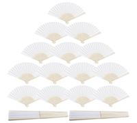 VEGOATY 24 abanicos de mano para boda, color blanco, abanicos de boda, abanicos de papel de bambú, abanicos plegables para bodas, invitados, bodas, fiestas