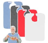 VEGOATY 4 baberos de color para adultos, 75 x 45 cm, baberos de rizo, reutilizables, impermeables, lavables, baberos para adultos, recogemigas, unisex, protección de ropa para madre