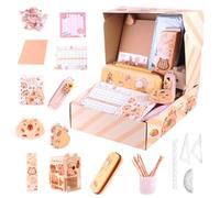 VEGOATY Capybara - Juego de papelería, bonito juego de escritura con ETU, incluye lápices adhesivos, sacapuntas, cuaderno, regla, memo, dulce regalo escolar para niños