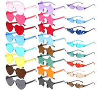 VEGOATY Gafas de sol de Navidad, 24 unidades, sin bordes, diseño de corazón, 3 estilos, transparente, color caramelo, gafas de fiesta en forma de corazón, para carnaval, fiesta en la playa