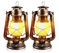 VEGOATY Juego de 2 farolillos LED vintage, recargables por USB, 4 modos, regulables, lámpara LED de queroseno, lámpara colgante para exteriores con efecto de llama, para jardín, terraza, salón, balcón