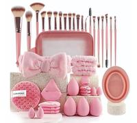 VEGOATY Juego de 42 brochas de maquillaje premium con funda, pinceles de maquillaje multifuncionales de para base, sombra de ojos, reflejos, contornos, polvos y más