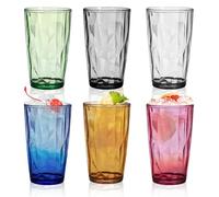 VEGOATY Juego de 6 vasos grandes de colores, 500 ml, apilables, de plástico, vasos de agua, vasos de zumo, vasos de cóctel para saf, agua, camping, picnic, barbacoa, cerveza, beber