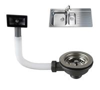 VEGOATY Kit de Drenaje para Fregadero: 1 Pieza Desagüe Cuadrado, Acero Inoxidable Resistente, Instalación Fácil, para Fregaderos de Cocina (114 mm)