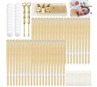 VEGOATY Limpieza de velas para los oídos: juego de 40 velas de cera de abejas de algodón, para el cuidado de los oídos, removedor de cerumen, velas naturales para el cuidado en el hogar (amarillo