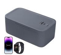 VEGOATY Mini caja fuerte pequeña con cerradura: 3 dígitos, para caja de dinero, objetos de valor, medicamentos, para joyas, documentos, aperitivos (azul grisáceo, 24 x 14 x 10 cm)