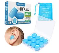 Vegpoet - Tapones para los oídos para dormir, reutilizables, de silicona, moldeables, reducción de ruido, para conciertos, natación, tiro, ronquidos, avión, músicos, motocicleta, paquete de 12