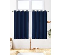 VEHEDE Blackou - Cortinas cortas para ventana pequeña de 33 pulgadas de caída, con ojales y aislamiento térmico, color azul marino, para cafetería, cortinas suaves de cocina, dormitorio, 46 pulgadas