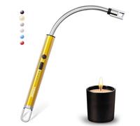 VEHHE - Encendedor de Vela eléctrica, USB Recargable con Pantalla de batería LED Larga Flexible 360º a Prueba de Viento para Cocina, Barbacoa, Vela de Gas, Acampada, Oro