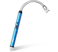 VEHHE Mechero de barra - Mechero eléctrico USB-C recargable con cuello flexible de 360°, resistente al viento y a prueba de explosiones, sin llama abierta y emisiones de CO₂ (azul)