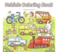 Vehicle Coloring Book for Kids and Adults: Bold Lines, Easy Big Shapes, Fun Simple Designs for Stress Relief Featuring Cars, Trucks, Bikes, Trains, Emergency & Construction Vehicles